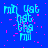 Blue background with cyan text 'min yst hat bha mi' and scattered pink pixels, showing animation changes across frames.