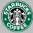 Green circular Starbucks logo with siren, brown frappuccino cup with whipped cream and chocolate drizzle, green text reading 'Addicted' and 'to Starbucks frapps'