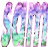 Pixelated rainbow gradient text logo with overlapping letters in a contact sheet layout showing two frames of animation.