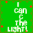 Green background with white text reading "I can c the light!" and scattered red star shapes, displayed in a