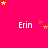 Bright pink background with repeated white text 'Erin' and scattered yellow and red stars in a pattern