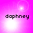 Pixelated text 'daphney' on a pink gradient background with shifting white light effects.