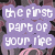 Purple text bubbles on a dark floral background display phrases about parental advice, with one bubble missing in the bottom-right corner.