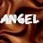 A contact sheet of two identical animated frames showing the word "ANGEL" in white pixelated text over a brown fabric background with visible folds and highlights.