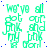 Green pixelated text repeats across a white background with scattered blue dots, forming a of identical phrases