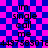 A static image with a blue and pink checkered background displaying repeated text and numbers in black.