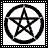 Black and white pentagram within circular border, displayed in a of identical icons with varying line weights and star orientations