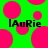 Green background with scattered pink circles and black text reading 'IAuRie' in two locations.