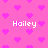 Pink background with repeating pixelated heart shapes and four instances of the text 'Hailey' in white block letters.