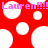 Red background with white circles and pink text reading "Lauren!!!! Lauren!!!!" in pixelated font.