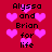 Red background with pink heart shapes and black text reading 'Alyssa and Brian for life' repeated in a pattern