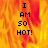 A pixelated image with fiery orange and yellow background displaying the text "I AM SO HOT!" in dark blue block letters.