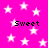 Pink background with white stars and black text reading "Sweet" in four locations.