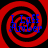 Four identical red and black spiral patterns with blue text reading "I Love Amber" in the center of each.