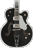 Static pixelated icon of a black electric guitar with white pickguard and brown accents on the body, set against light gray background.