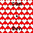Red and white heart-patterned background with alternating text labels 'Sam', 'Ben', and '+' symbols in black pixelated font.