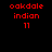 Four display red pixelated text 'oakdale indian 11' on varying blue and black backgrounds