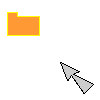 Orange folder icons with yellow borders and gray arrows on a gray background, showing multiple positions and orientations.