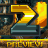 Pixel art of golden and teal 3D letters with orange highlights over a stone background, each letter repeated in beneath 'PREVIEW' text