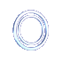 A sequence of blue and white circular rings in various overlapping configurations on a gray background, transitioning from stacked to intersecting forms.