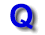 Blue 'Q' character with white and light blue background transitions across showing motion blur effects