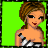 Pixelated character with brown hair holding a guitar, standing next to text reading 'Request Any thing' on green background.