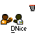 Pixel art of two basketball players in orange and white jerseys with 'DNice' text below, surrounded by basketball hoops and a moving basketball.