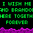 Green pixelated text repeats 'I WISH ME I WISH ME' and 'AND BRANDO AND BRANDO' over black background with purple waveform, followed by 'HERE TOGETHER FOREVER' in green.