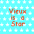 A static image with a light blue background patterned with white stars, displaying repeated red text "Vieux is a Star" in a