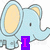 Four light blue cartoon elephants with yellow inner ears arranged in a , each displaying purple text blocks