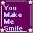 Static pixel art icon with purple background and white text reading "You Make Me Smile" inside a decorative frame.