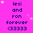 A bright pink background with dark blue text reading 'lexi and ron forever <3333' repeated in a , surrounded by small white stars