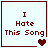 Four square display "I Hate This Song" text with pixelated hearts changing from solid to split to faded across the bottom right