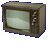 Six identical retro television sets arranged in two , with three showing static on their screens and one displaying colorful pixelated noise