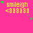 Yellow text 'smileigh' with '<333333' below on bright pink background, green and purple stars scattered across the image.