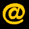 Yellow @ symbols and exclamation marks on black background, some with pixelated edges.