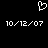 Pixelated white heart symbol above two identical date strings on black background.