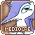 A static pixel art icon shows a white bird-like creature with a long beak, purple wings, and brown body parts against a light brown background, with 'MEDIOCRE' text at the bottom.