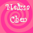 Pixelated text 'Melissa Chen' on pink spiral background with four identical arranged in a
