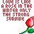 Pixelated red text reads 'LOVE IS LIKE A ROSE IN THE WINTER ONLY THE STRONG SURVIVE' above a single rose with green stem and leaves on white background.