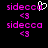 Pixelated pink text 'sidecco' with a white heart cursor over the last letter, repeated in two vertical on black background