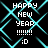 Pixelated text and symbols on a black background with cyan geometric lines, displaying 'HAPPY NEW YEAR !!!!! :D' in two identical sections.