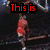 Animated sequence showing a basketball player in red jersey performing a dunk, with red text overlays reading 'This is Michael Jordan And Me Too In Ten Years'.