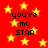 Red background with yellow stars and black text reading "you're my STAR" in four quadrants.