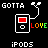 pixel art icons with colored squares, 'GOTTA' text above each icon, and 'LOVE' text below in rainbow colors