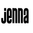 Animated sequence of the name 'jenna' in bold black letters with varying blue color transitions across on white background