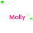 four and four displays the name "Molly" in pink text with green stars above or beside it, some stars animated