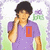 A person in a purple shirt holds a phone to their ear against a light background with green and purple text elements.