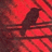 A static pixelated image shows a dark bird silhouette perched on a branch against a red and maroon gradient background.