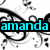 Pixelated icon with cyan text 'amanda' on black bar over abstract black-and-white swirls on white background
